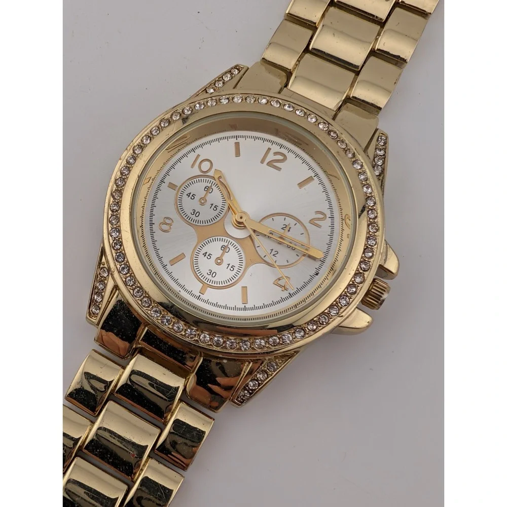 Claire's Women's Watch 38MM Gold Tone Dial Band Crystal Bezel 7.25